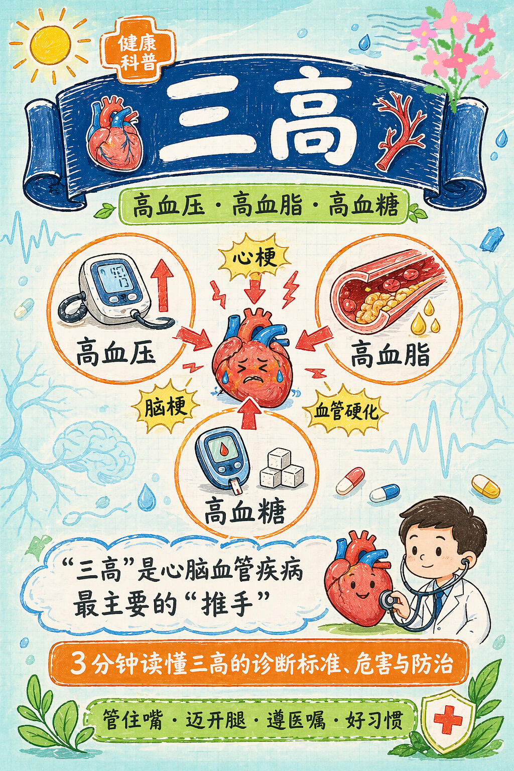 三高防治指南早期症状识别，建议收藏